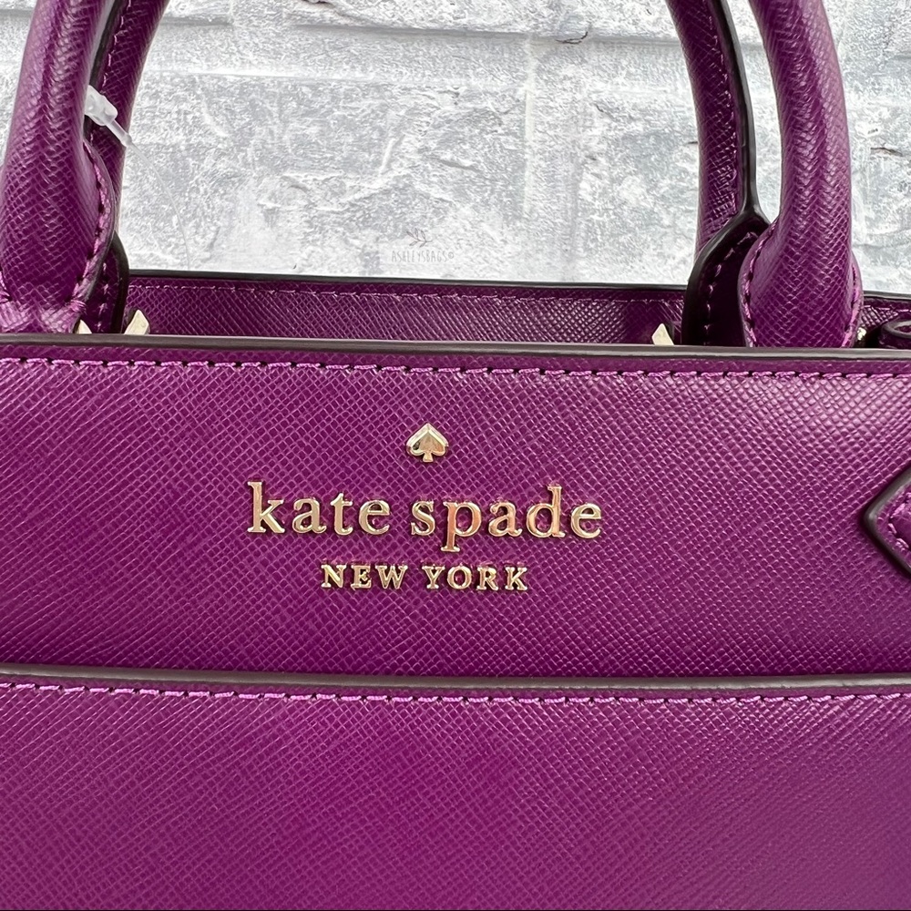 Kate Spade Staci Plum Pie Small Satchel Crossbody & Slim Card Holder Wallet - Picture 4 of 16